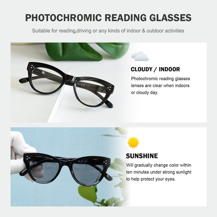 Thicker Frame Transition Photochromic Reading Glasses BS9108