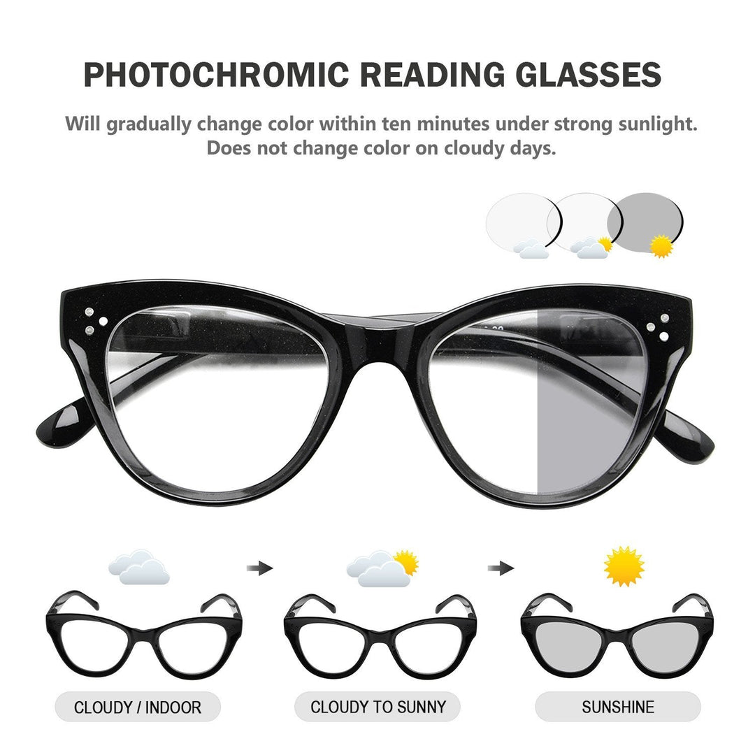 Thicker Frame Transition Photochromic Reading Glasses BS9108