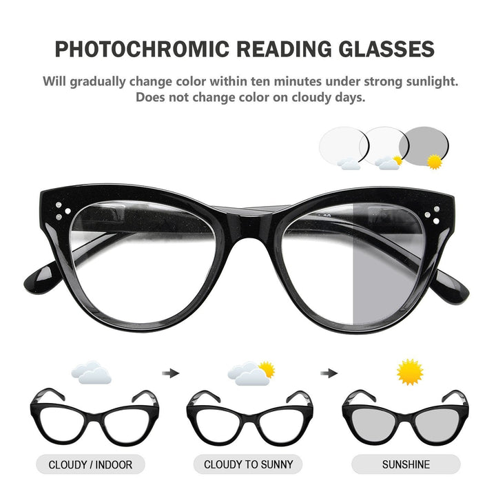 Thicker Frame Transition Photochromic Reading Glasses BS9108