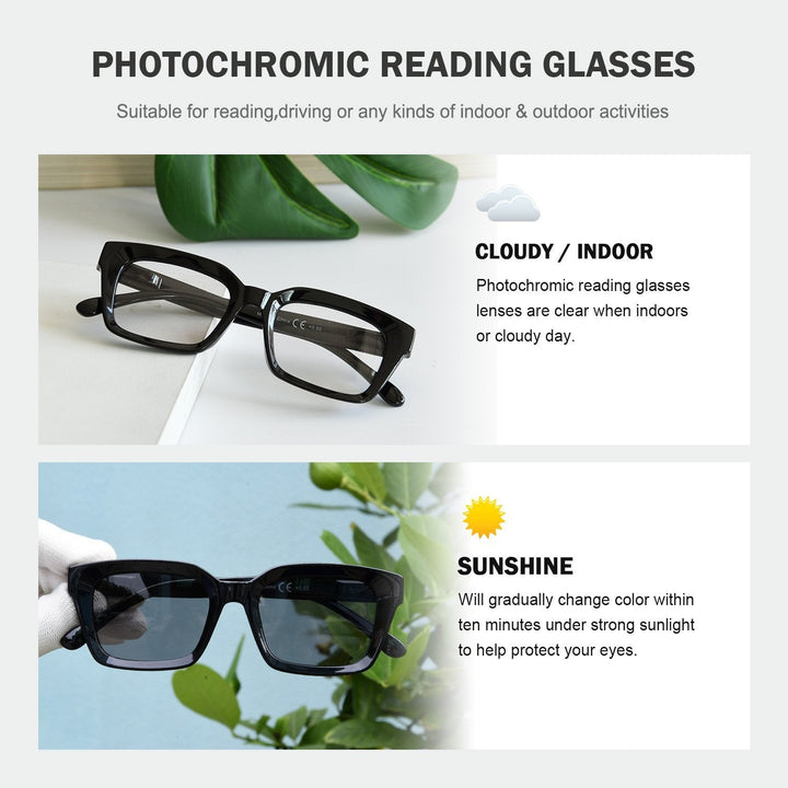 Thicker Frame Transition Photochromic Reading Glasses BS9106