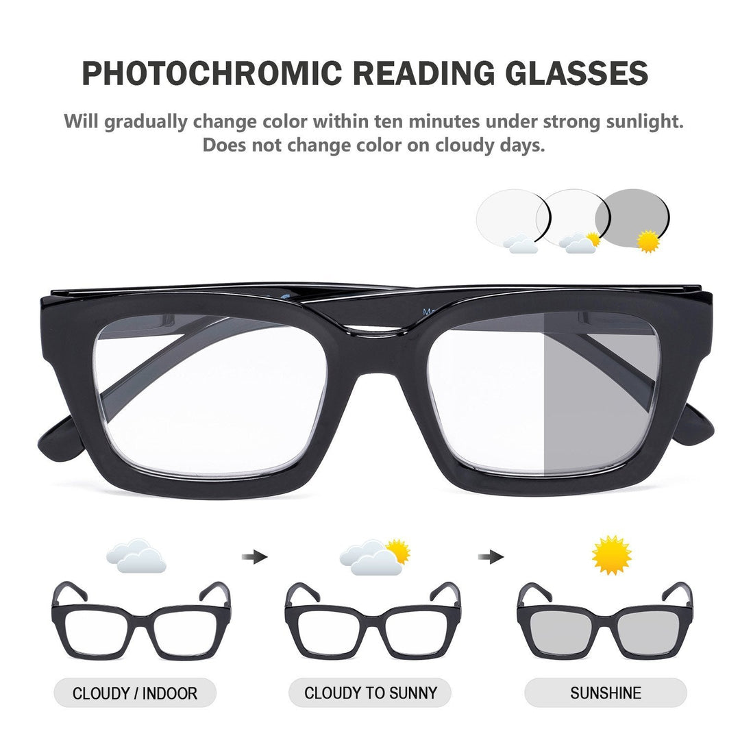 Thicker Frame Transition Photochromic Reading Glasses BS9106