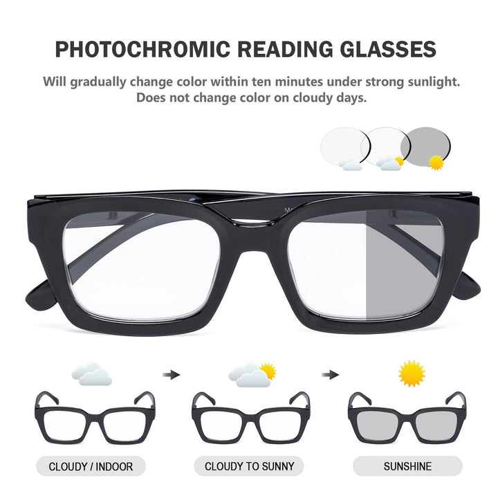 Thicker Frame Transition Photochromic Reading Glasses BS9106