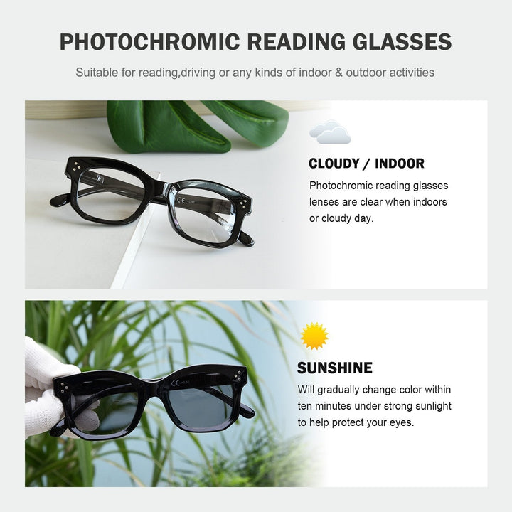 Thicker Frame Transition Photochromic Reading Glasses BS2002