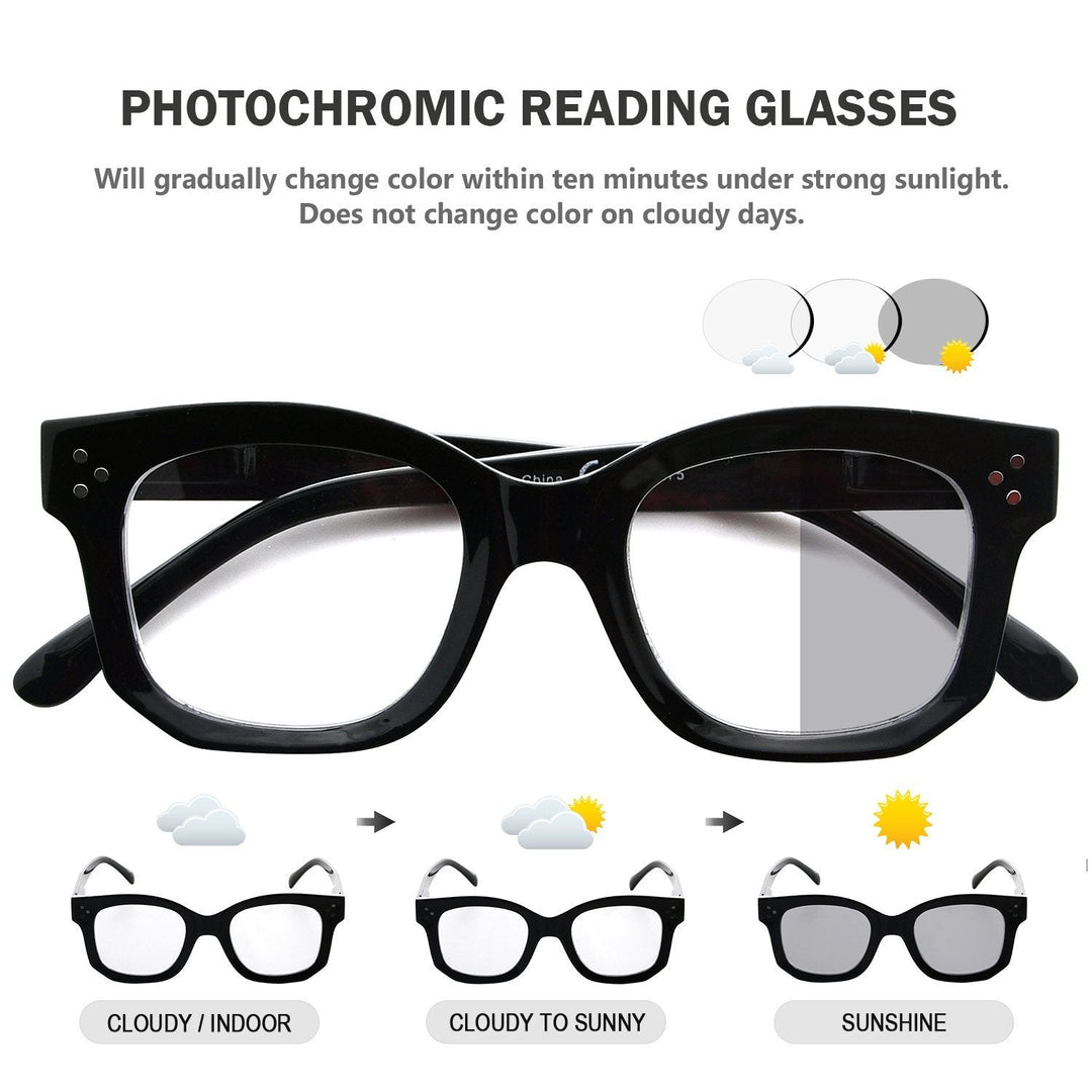 Thicker Frame Transition Photochromic Reading Glasses BS2002