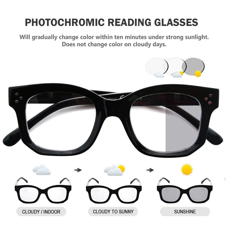 Thicker Frame Transition Photochromic Reading Glasses BS2002