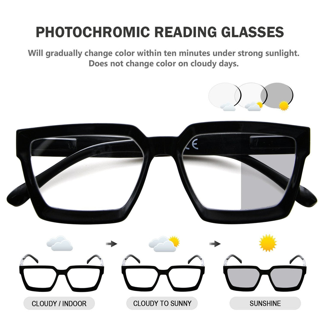 Thicker Frame Transition Photochromic Reading Glasses BS2003