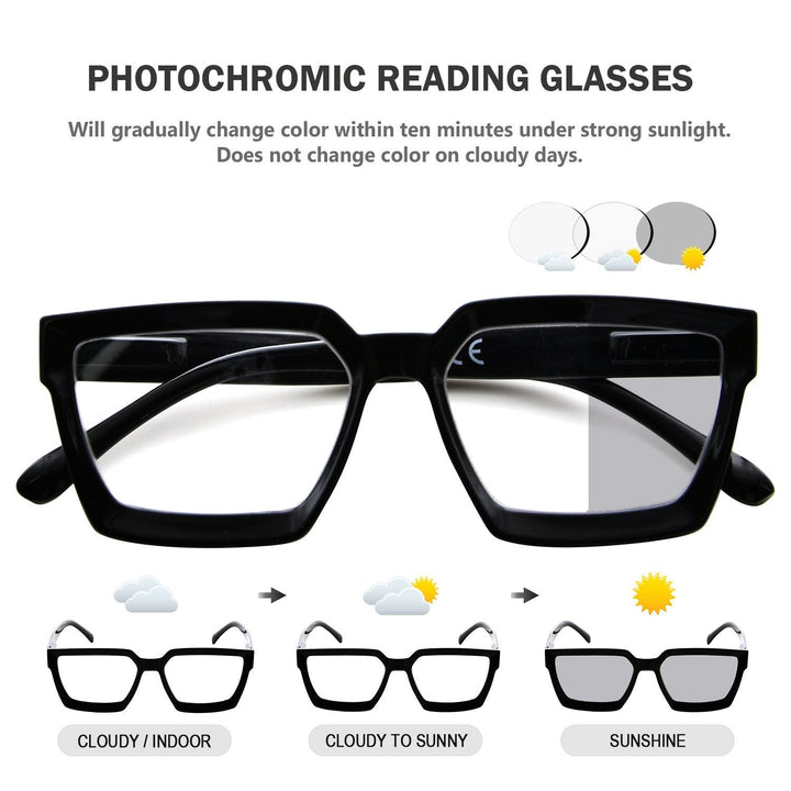 Thicker Frame Transition Photochromic Reading Glasses BS2003