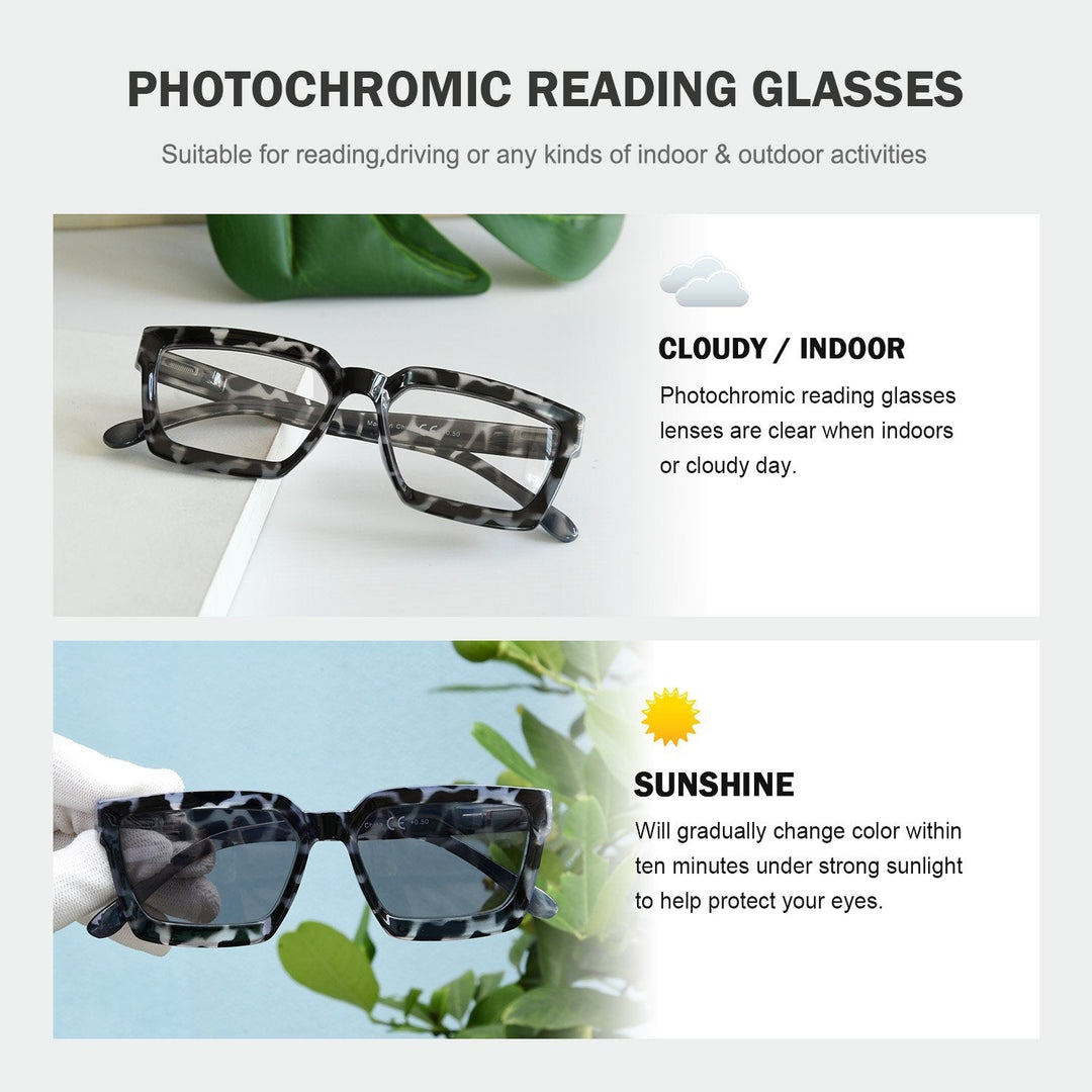 Thicker Frame Transition Photochromic Reading Glasses BS2003