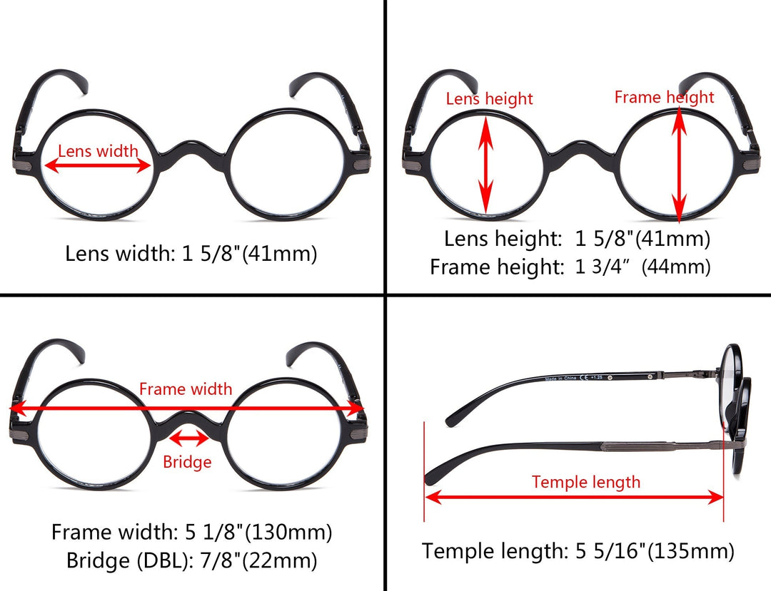 Vintage Round Reading Glasses Professor Readers 5-R077B